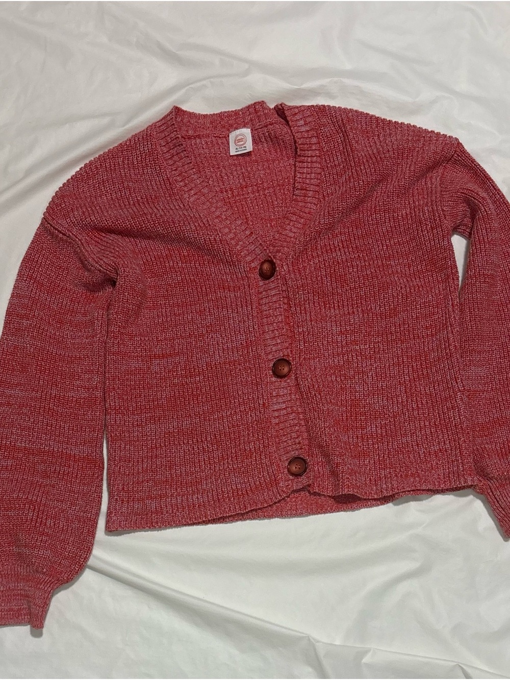 Wonder Nation Girls XL 14-16 Pink Marled Knit Button Cardigan Sweater